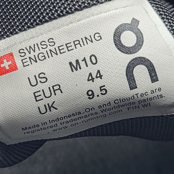 On Cloud Running Swiss Engineering Mens 10 Black Athletic Outdoor Shoes Sneakers